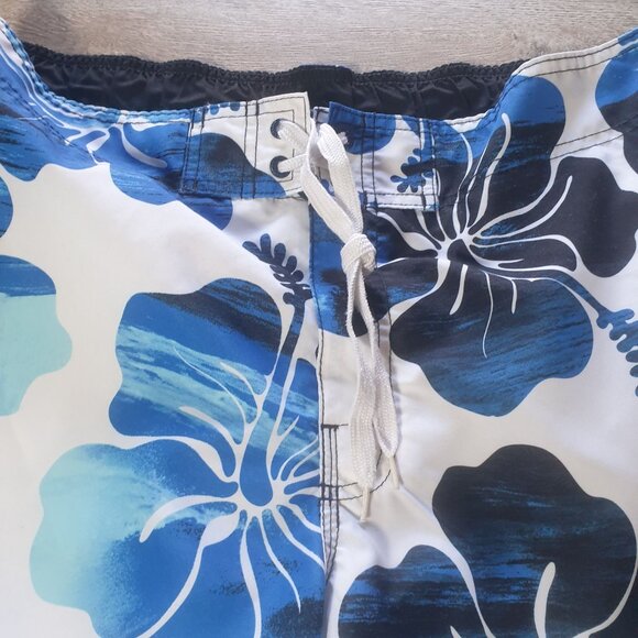 Board Shorts Men Hang Ten Large Blue Floral Hawaiian Swim Trunks 36 In Waist - Picture 2 of 5